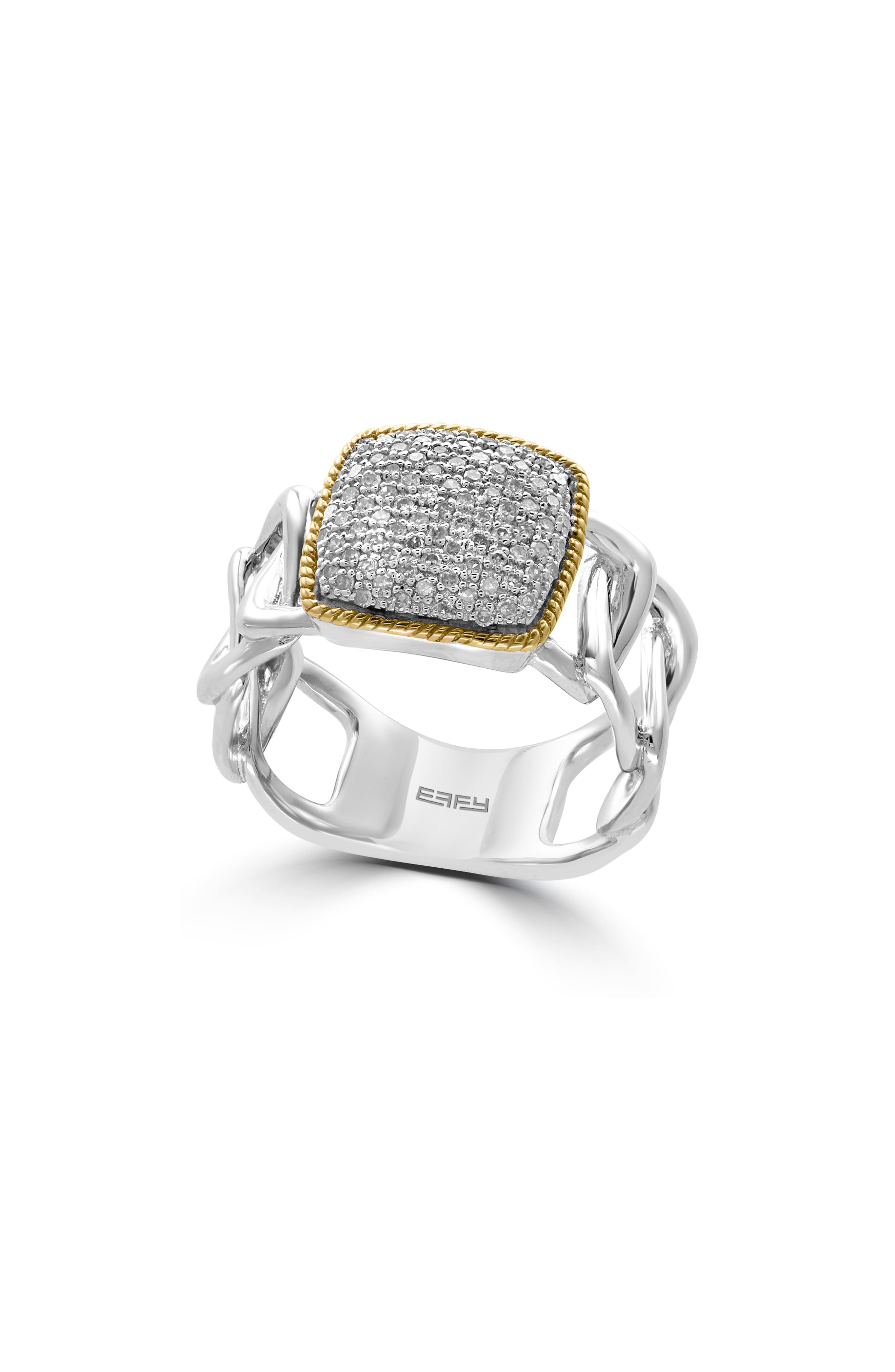 EFFY Two-Tone Pavé Diamond Cushion Ring