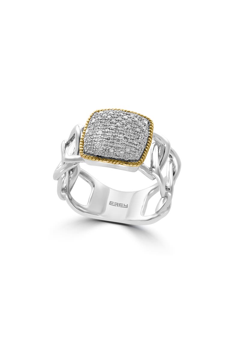 Two-Tone Pavé Diamond Cushion Ring, Main, color, WHITE