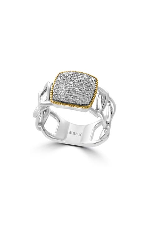 Two-Tone Pavé Diamond Cushion Ring