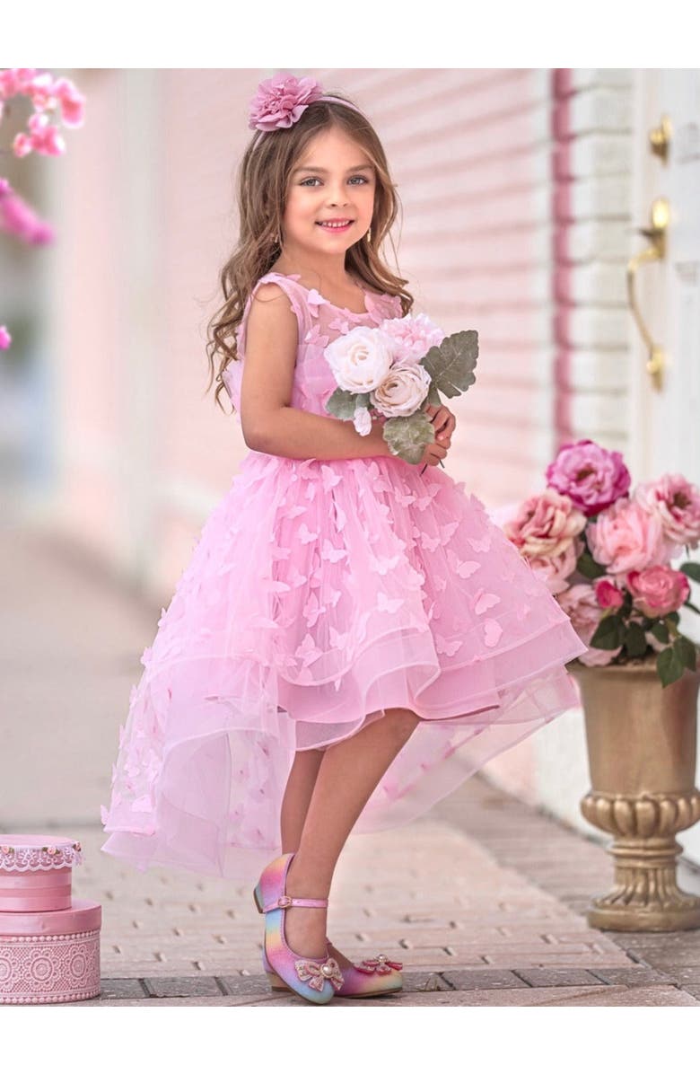 Mia Belle Girls Girls Dreaming With Fairies Pink Butterfly Tulle Dress, Alternate, color,