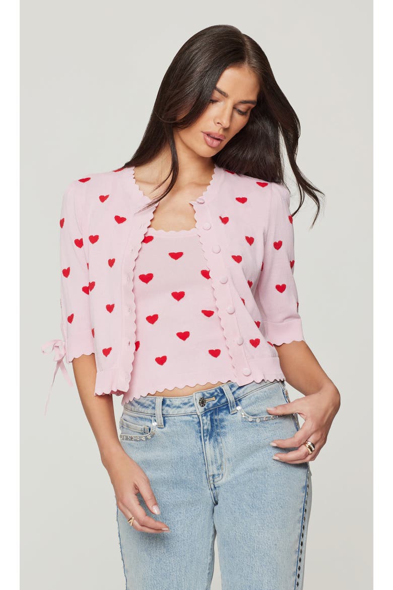 Tess Hearts Intarsia Cardigan, Alternate, color, pink