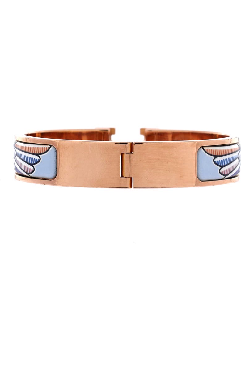 Pre-Owned Hermes Clic H Bracelet Printed Enamel Narrow, Alternate, color, Blue