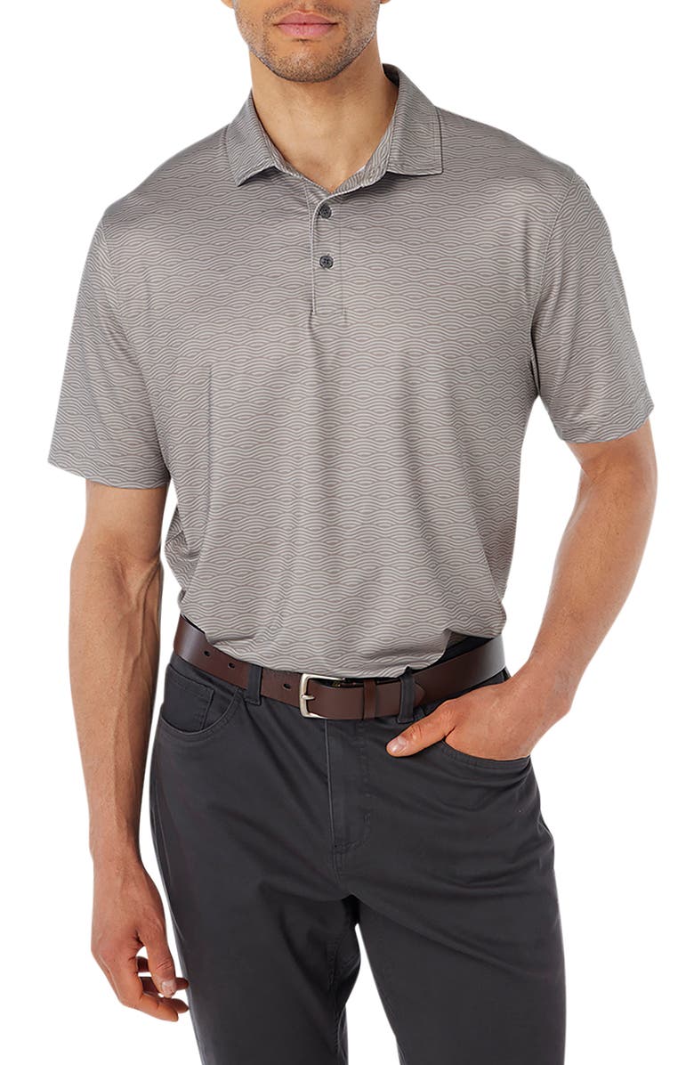 Fair Harbor Compass Performance Polo, Main, color, Olive Waves Print