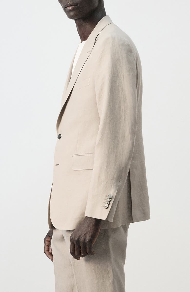 MANGO Amalfi Linen Slim Fit Blazer, Alternate, color, Beige
