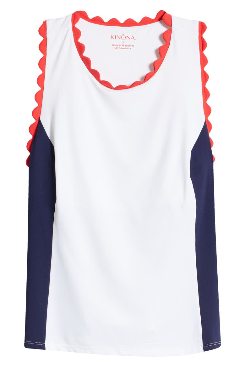 Scallop Accent Racerback Performance Pickleball Tank, Alternate, color, WHITE