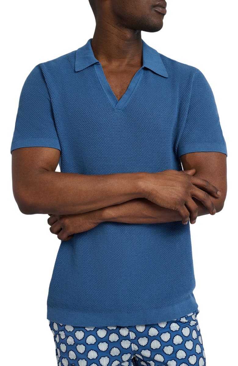 Onia Cotton Textured Johnny Collar Polo, Alternate, color,