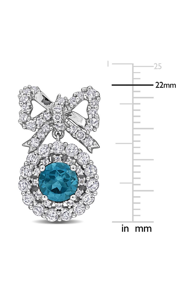 Julianna B. Blue Topaz & White Topaz Bow Halo Earrings, Alternate, color, Blue Topaz