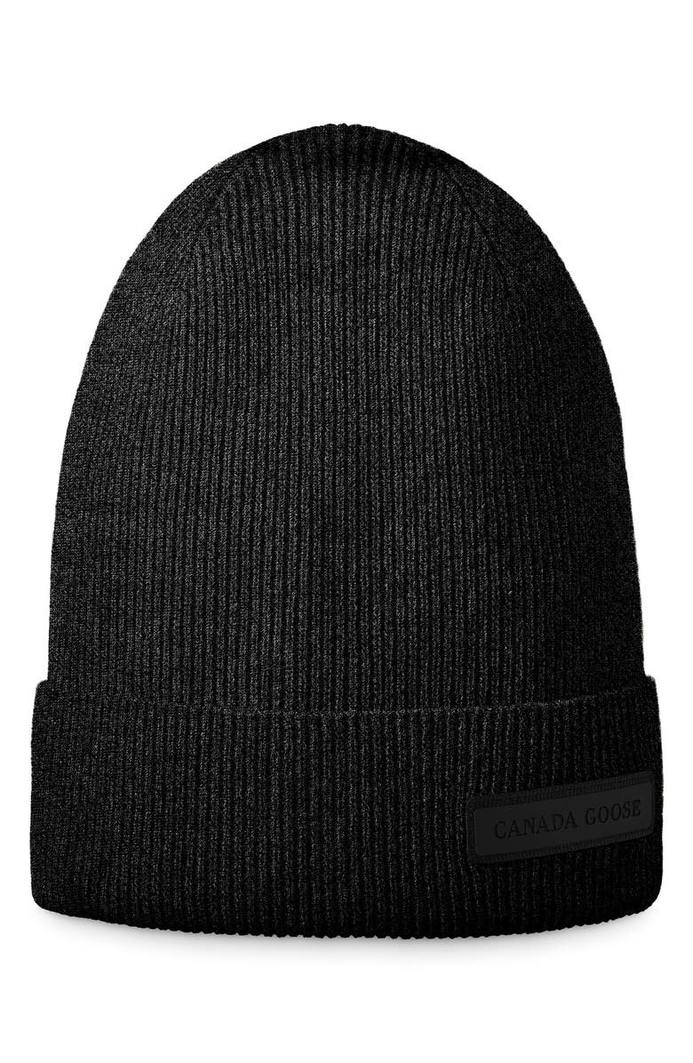 Canada Goose Lightweight Recycled Cashmere & Wool Beanie, Main, color, Black Heather