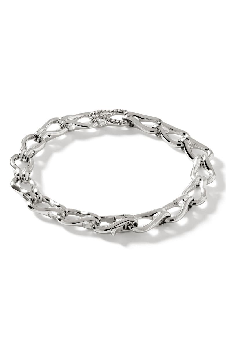 John Hardy Surf Bracelet, Diamonds, 8.5mm, Alternate, color, Silver