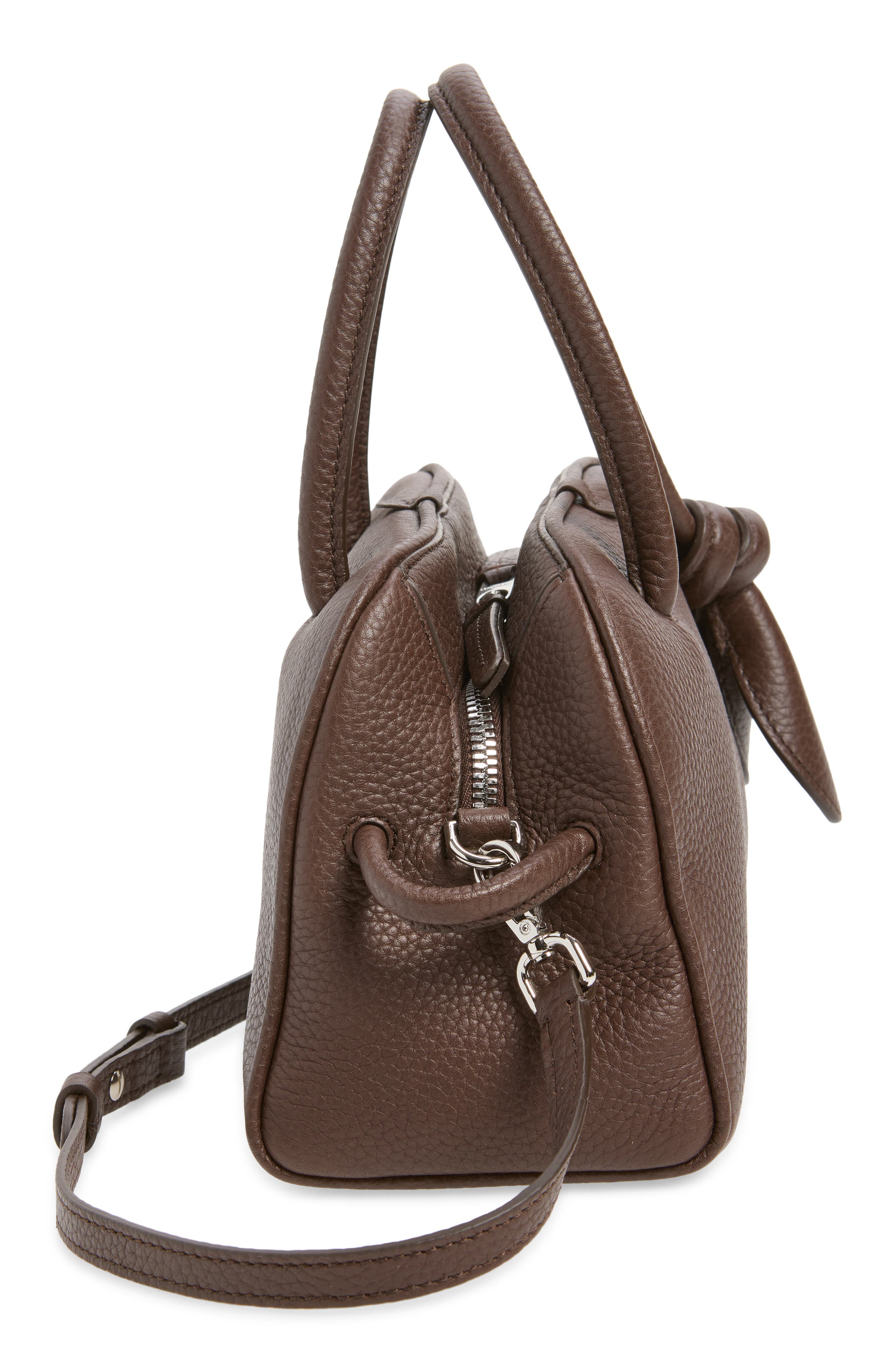Le Petit Turismo Leather Bowling Bag, Alternate, color, DARK BROWN 880