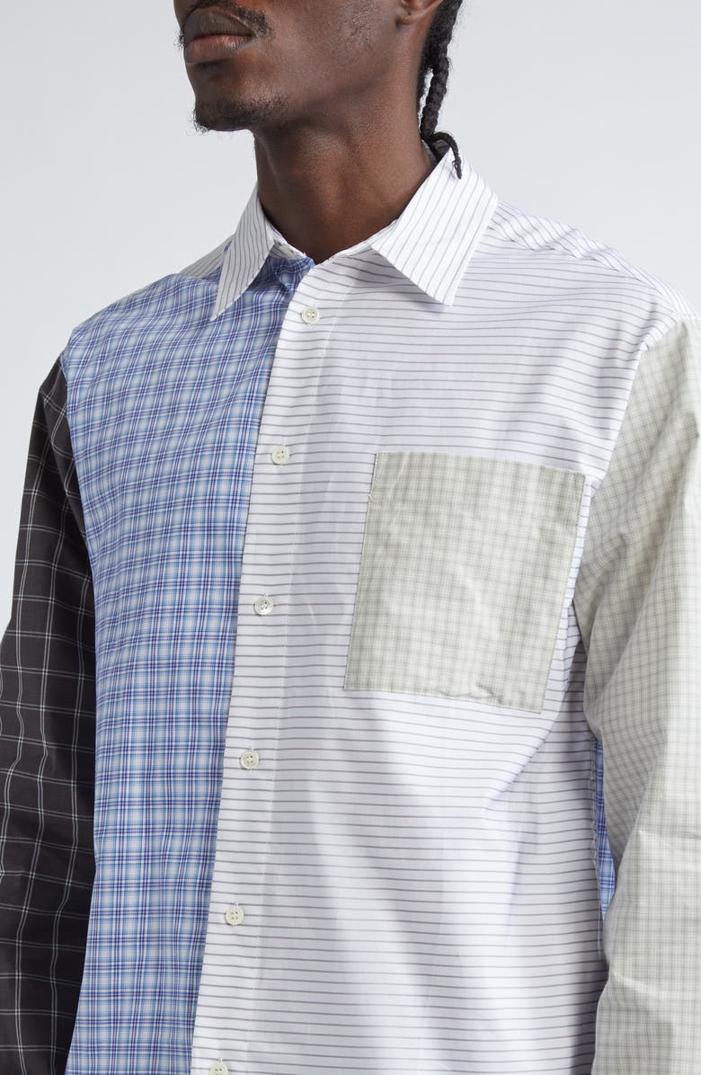 JW Anderson Patchwork Cotton Button-Up Shirt, Alternate, color, 