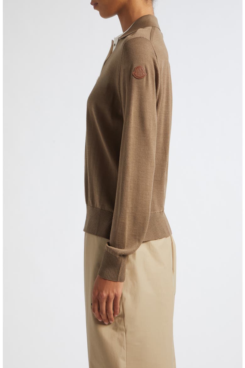 Wool Long Sleeve Polo, Alternate, color, BEIGE
