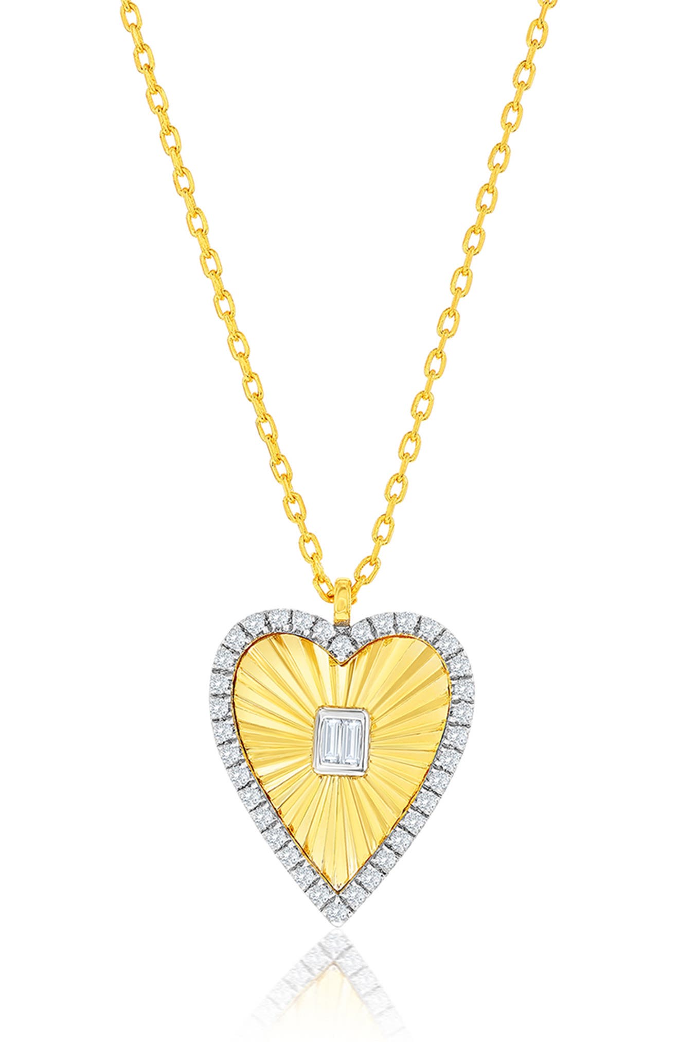 SIMONA Two-Tone Cubic Zirconia Heart Pendant Necklace