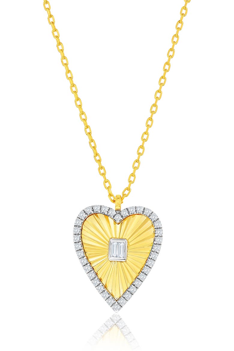 Two-Tone Cubic Zirconia Heart Pendant Necklace, Main, color, TWO-TONE