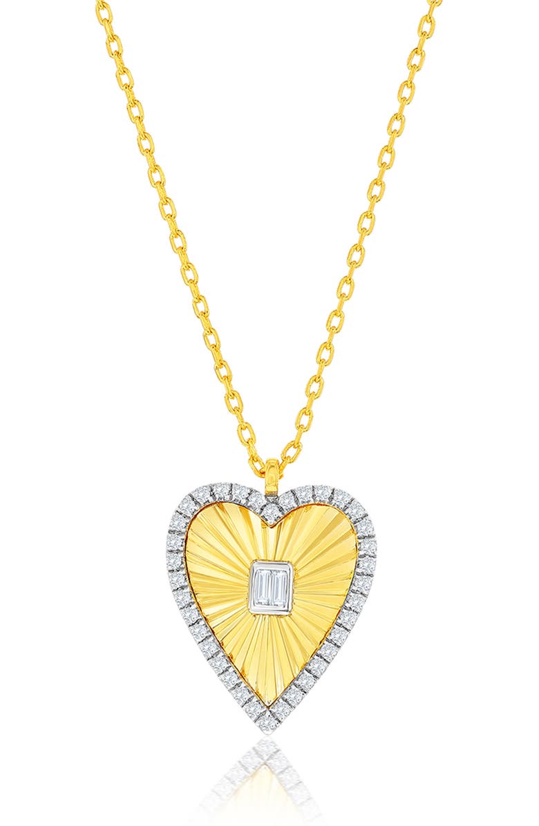 SIMONA Two-Tone Cubic Zirconia Heart Pendant Necklace, Main, color, Two-Tone