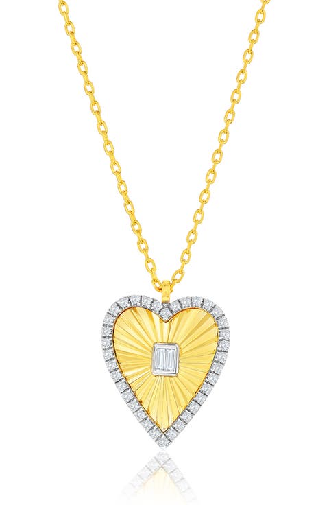 Two-Tone Cubic Zirconia Heart Pendant Necklace