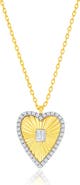 SIMONA Two-Tone Cubic Zirconia Heart Pendant Necklace