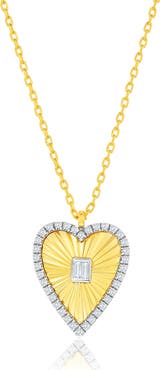 SIMONA Two-Tone Cubic Zirconia Heart Pendant Necklace