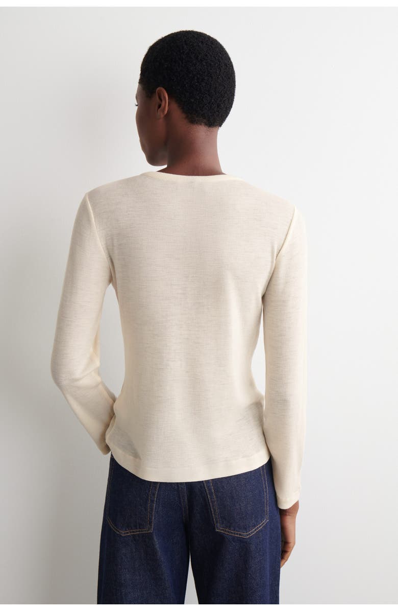 COS Ribbed Wool Henley Top, Alternate, color, Ivory