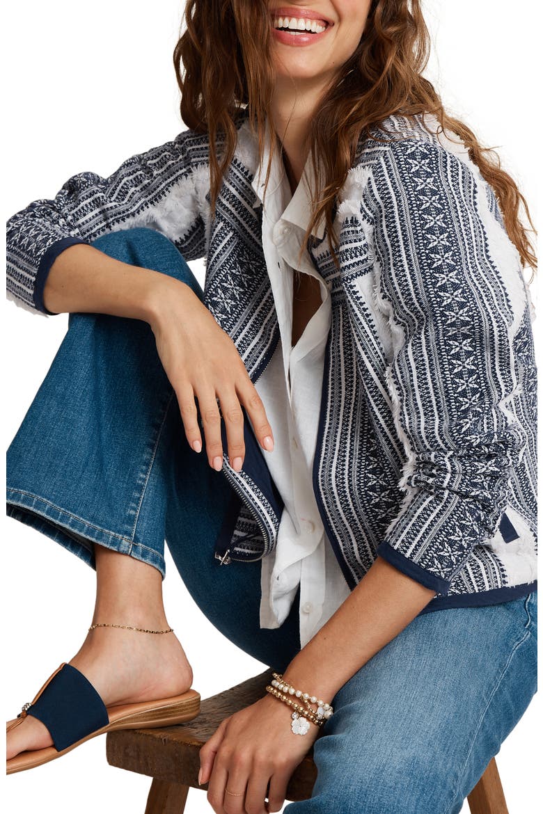 Jacquard Cotton Jacket, Alternate, color, COASTLINE