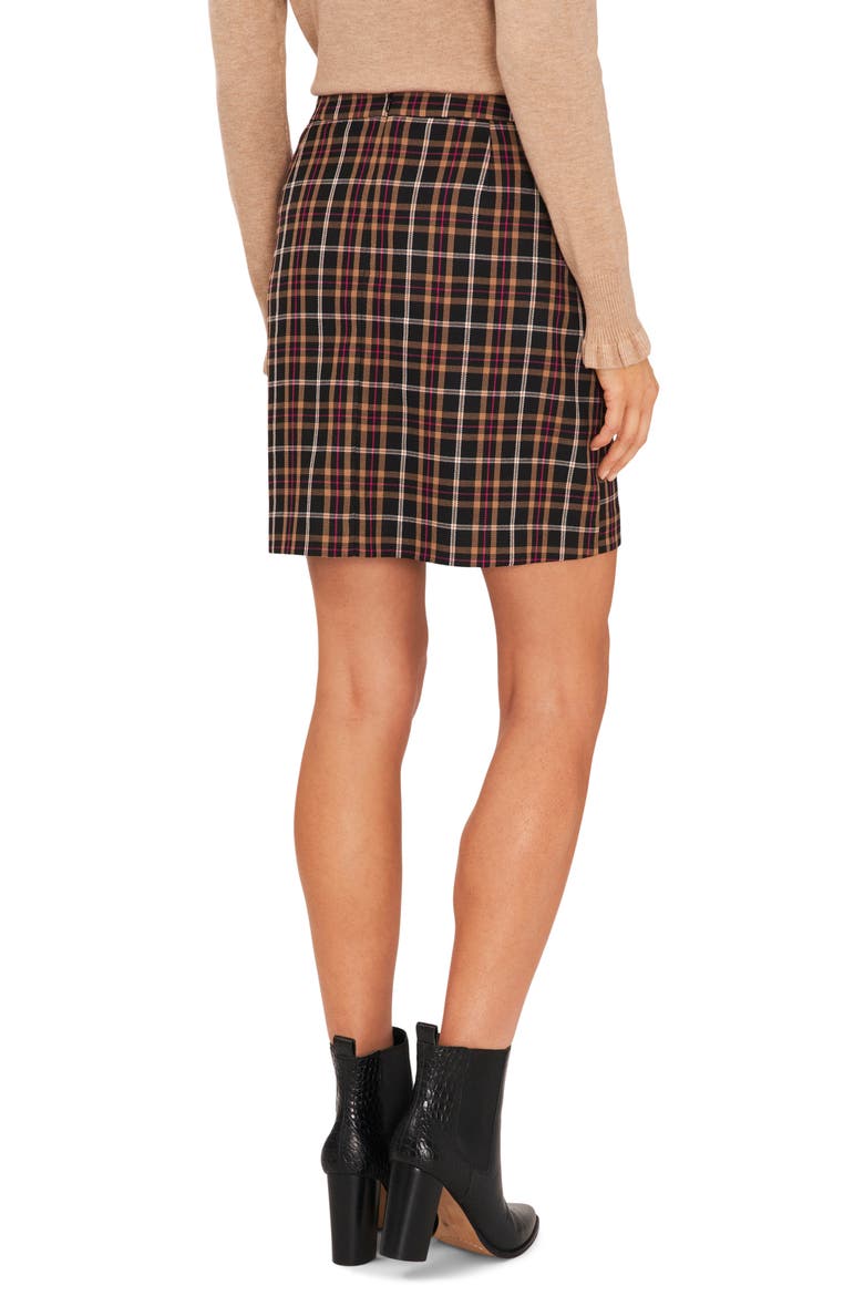 Plaid Wrap Miniskirt, Alternate, color, RICH BLACK