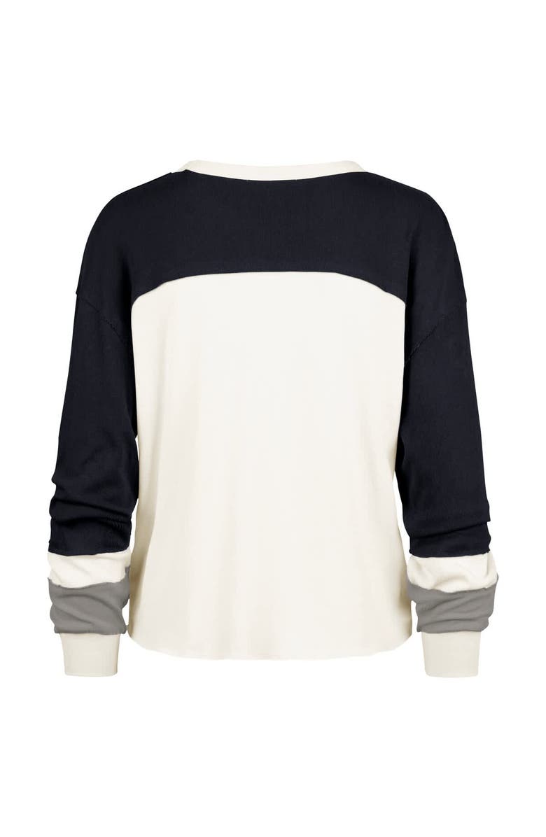 '47 Women's '47 Cream Seattle Seahawks Double Header Curve Raglan Long Sleeve Crop Top, Alternate, color, Cream