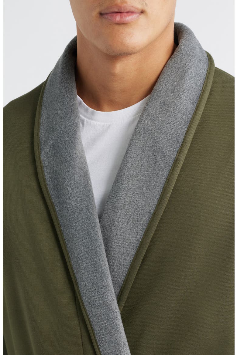 Essential Fleece Lined Robe, Alternate, color, OLIVE NIGHT