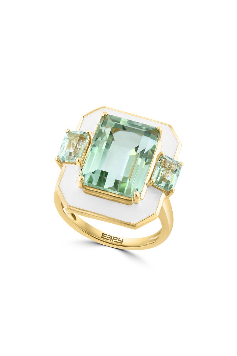 14K Yellow Gold Diamond Prasiolite Ring - 0.01 ctw., Main, color, GREEN