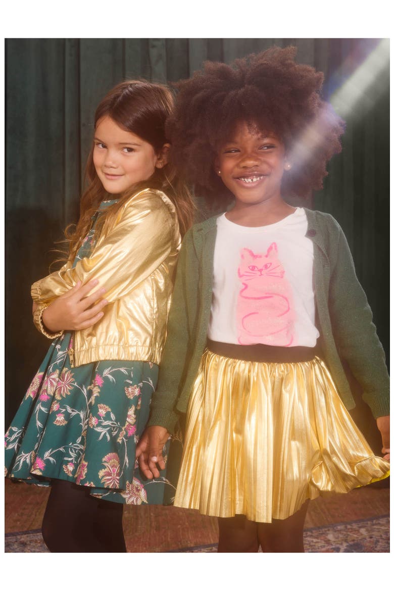 Pleated Metallic Twirl Skirt, Alternate, color, Metallic Gold