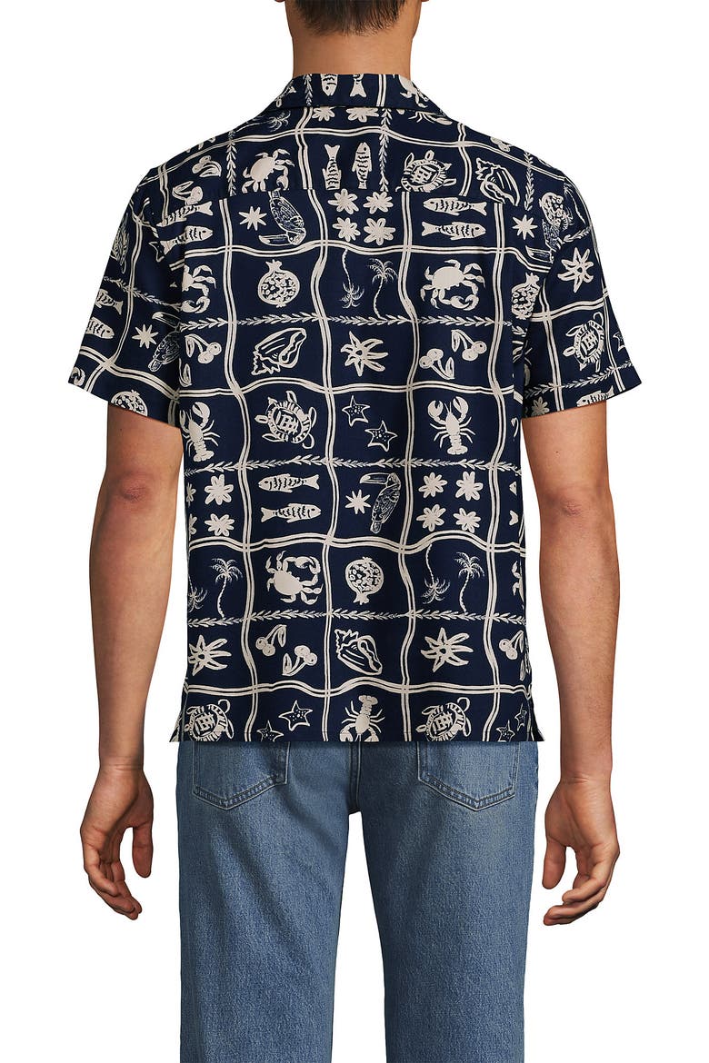 Short Sleeve Camp Collar Hawaiian Shirt, Alternate, color, Deep Sea Navy/Fish