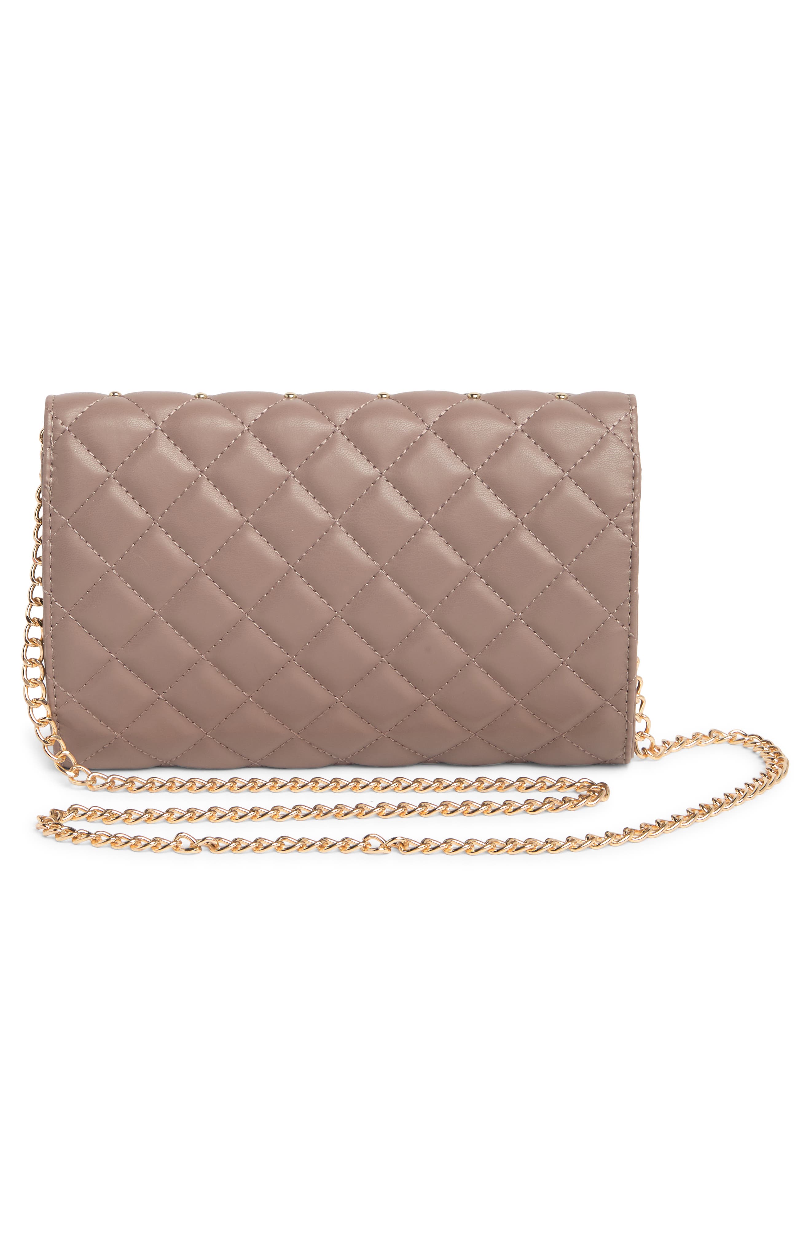 Badgley Mischka Collection Diamond Quilt Convertible Crossbody Bag, Alternate, color, Taupe