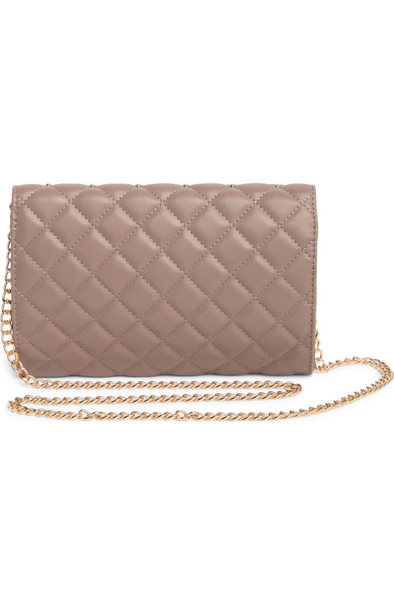 Badgley Mischka Collection Diamond Quilt Convertible Crossbody Bag, Alternate, color, Taupe
