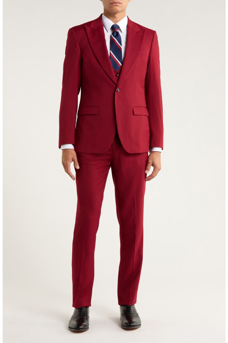 Stretch 3-Piece Suit, Main, color, CHERRY RED