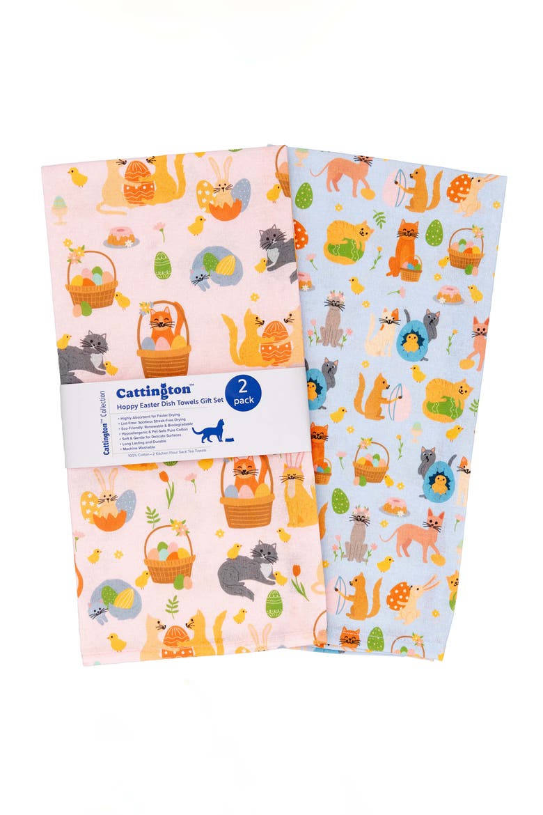 Cat Kitchen Towels, Main, color, Easter Kitties