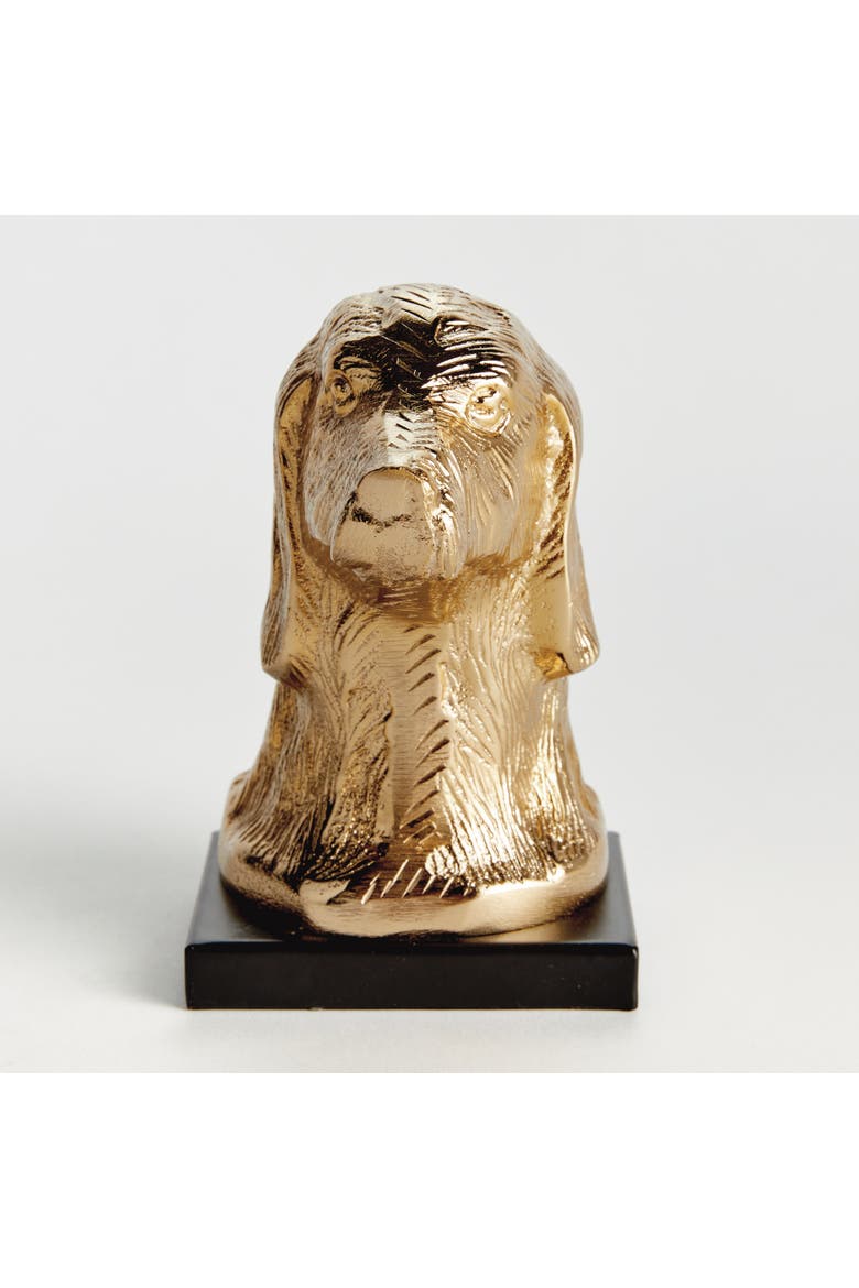 Distinguished Dog Bust Sculpture - Handcrafted, Alternate, color, Gold