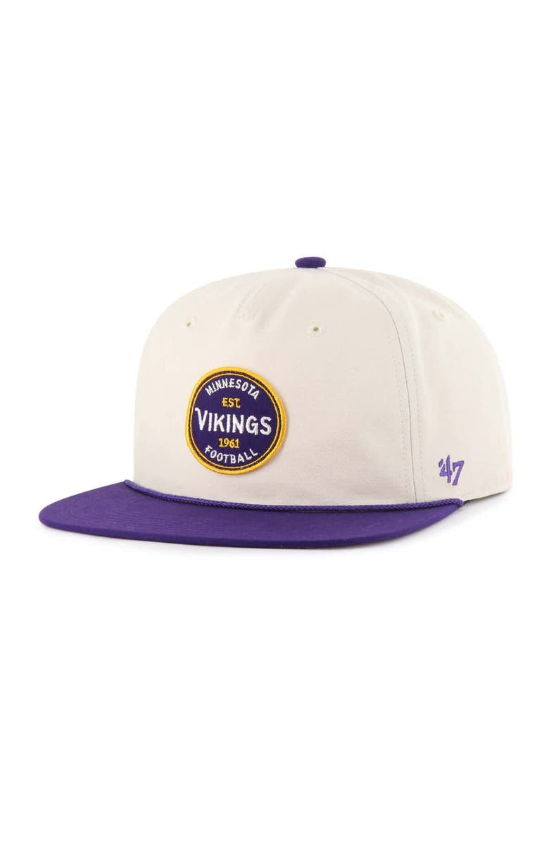 '47 Men's '47  Natural Minnesota Vikings Payson Captain Adjustable Hat, Main, color, Natural