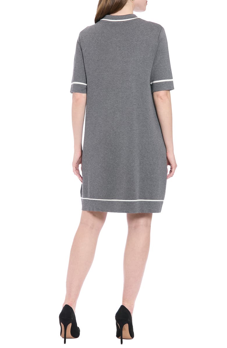 London Times Tipped Shift Dress, Alternate, color, Charcoal Grey/ Ivory