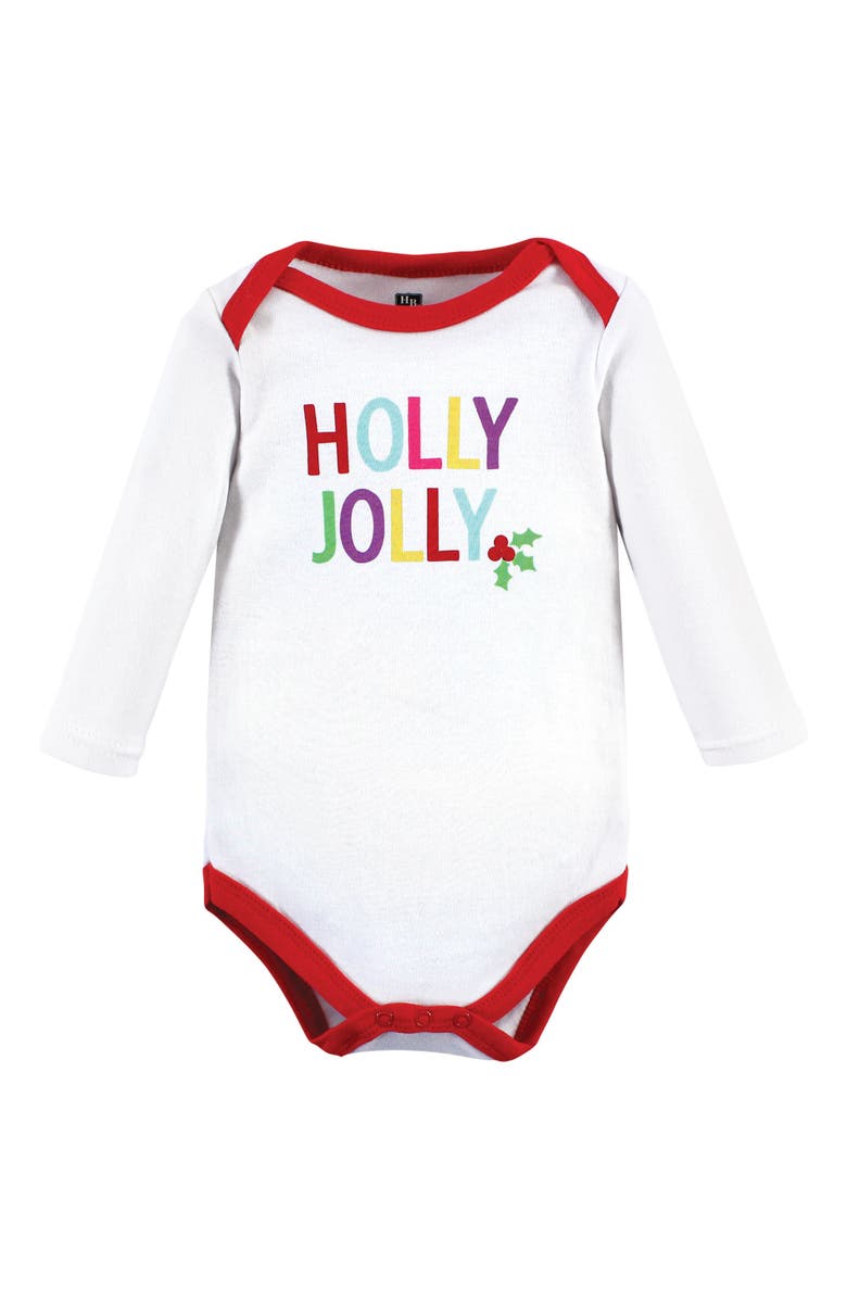 Hudson Baby Infant Breathable Cotton Long-Sleeve Bodysuit Bundle 3 Count, Alternate, color, Merry And Bright