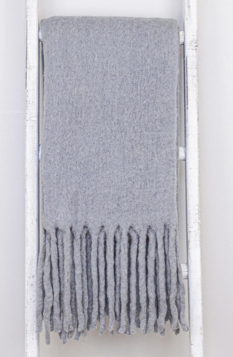 PARKLAND COLLECTION Nagar Fringe Throw Blanket, Alternate, color, Gray