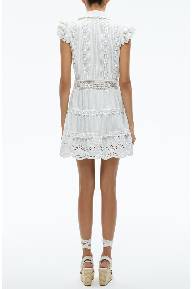 Meeko Embroidered Eyelet & Lace Trim Cotton Minidress, Alternate, color, OFF WHITE