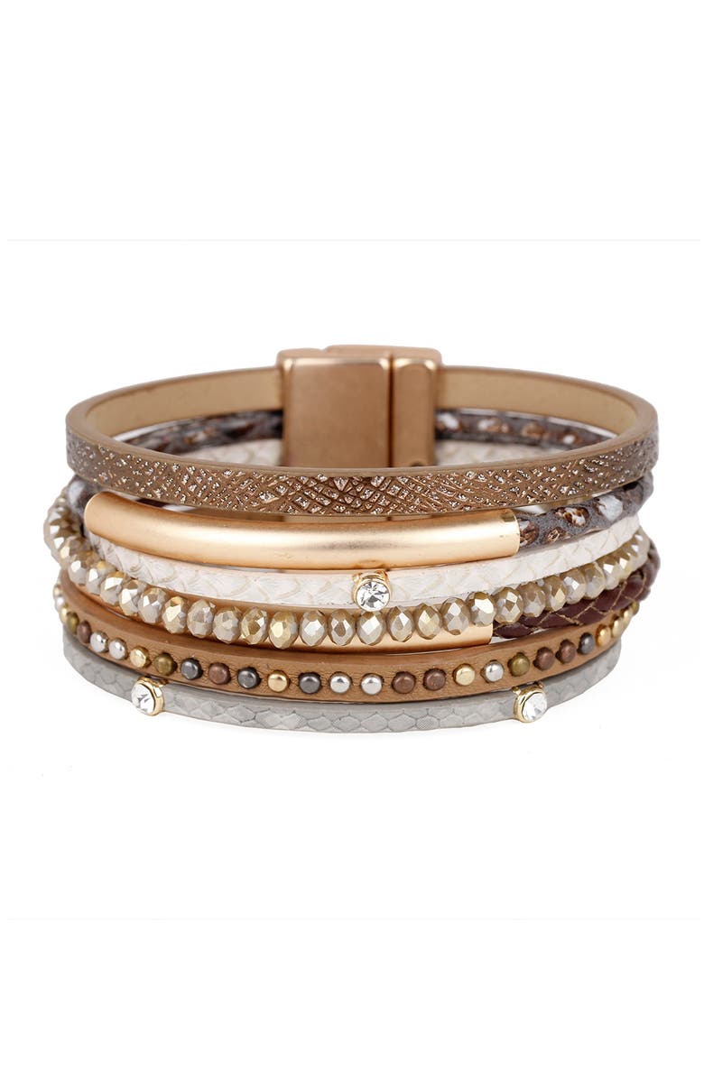 SAACHI Bronze Madrid Multi-Strand Leather Bracelet, Alternate, color,