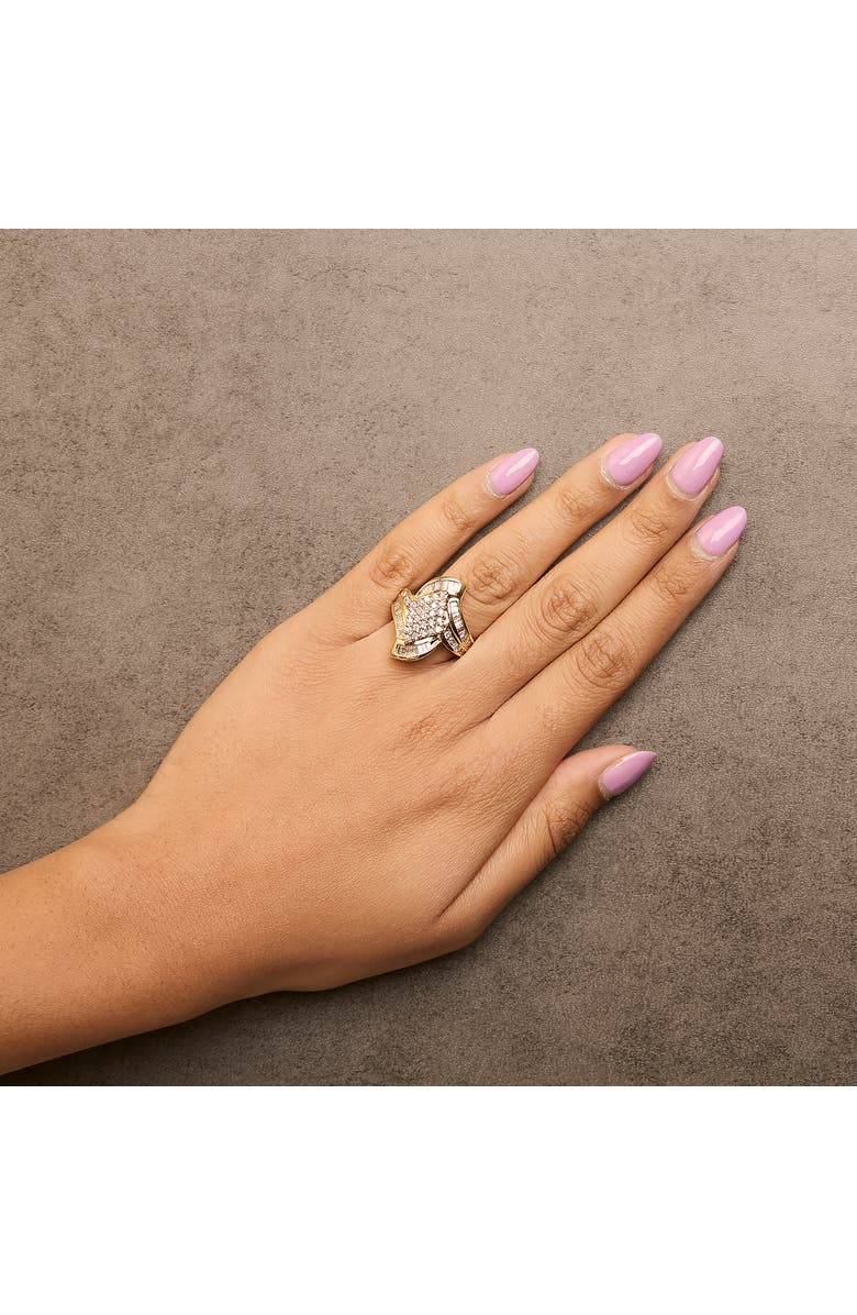 Haus of Brilliance 14K Yellow Gold 1-1/3 Cttw Round and Baguette Diamond Bypass Cocktail Ring, Alternate, color, Yellow Gold