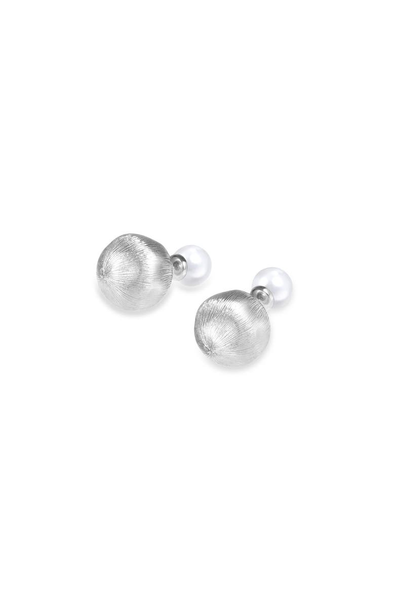 Duo Studs Earrigns, Main, color, Silver & White