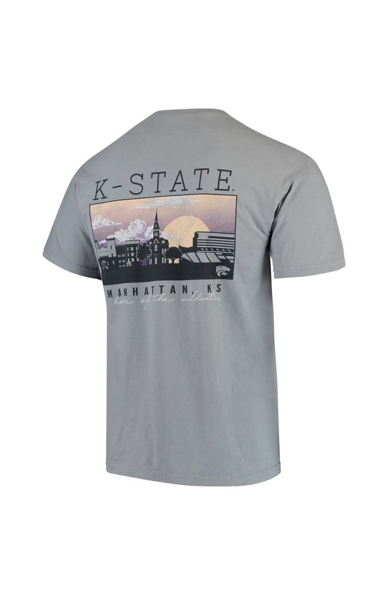 IMAGE ONE Men's Gray Kansas State Wildcats Team Comfort Colors Campus Scenery T-Shirt, Alternate, color,