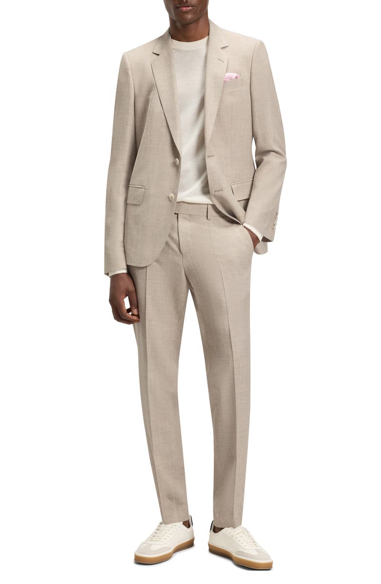 BOSS x Beckham Tan Mélange Suit, Main, color, Beige