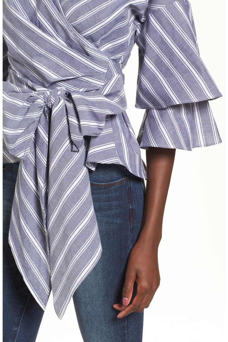 Beckett Tiered Bell Sleeve Top, Alternate, color, NAVY/ IVORY