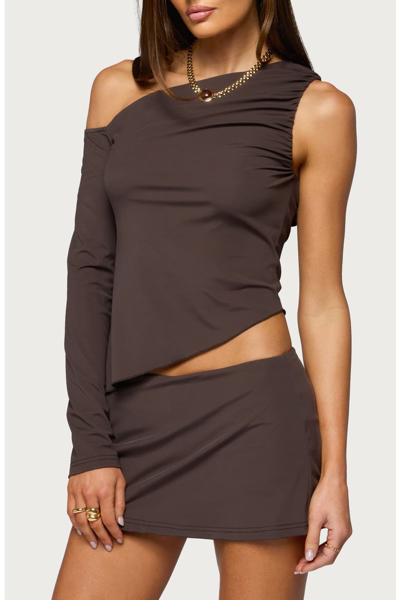 Lucretia Asymmetric One-Shoulder Top, Alternate, color, BROWN