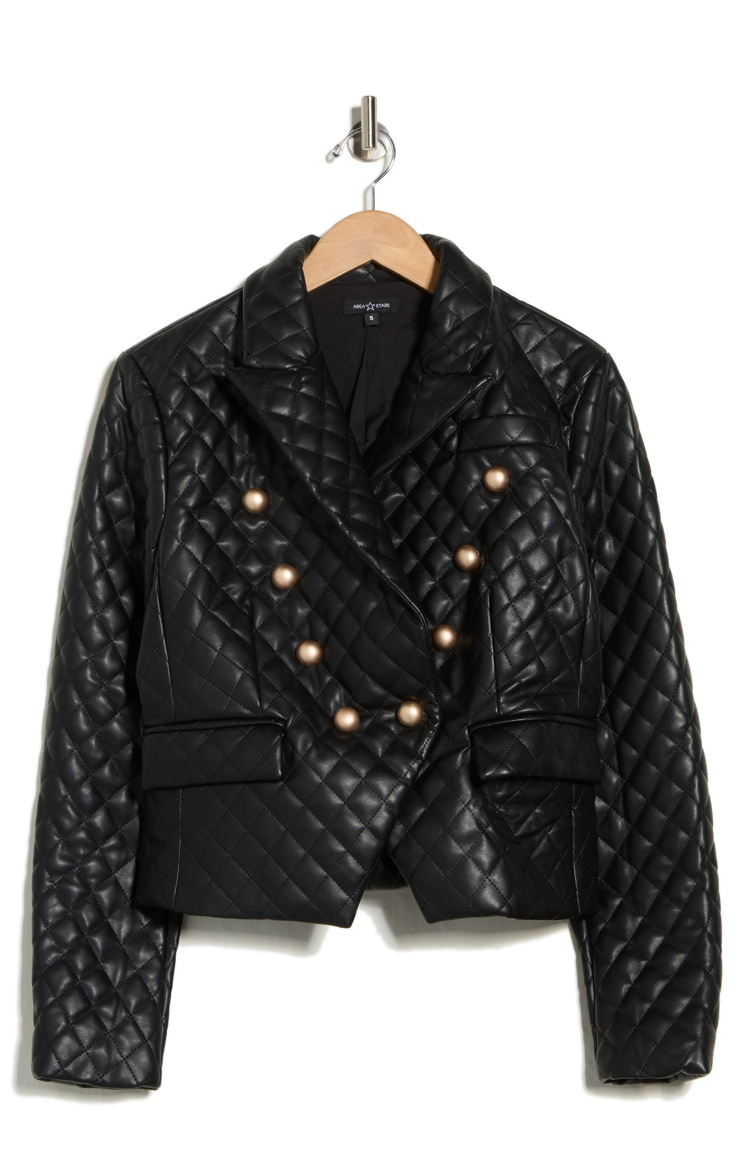 AREA STARS Diamond Quilted Faux Leather Jacket