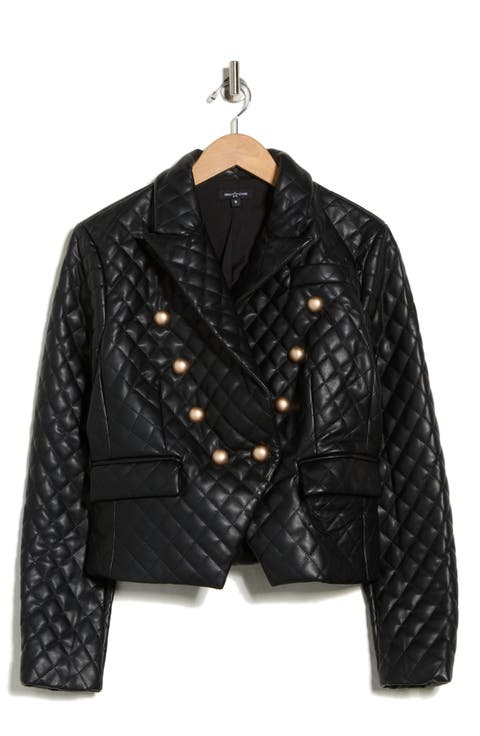 Diamond Quilted Faux Leather Jacket