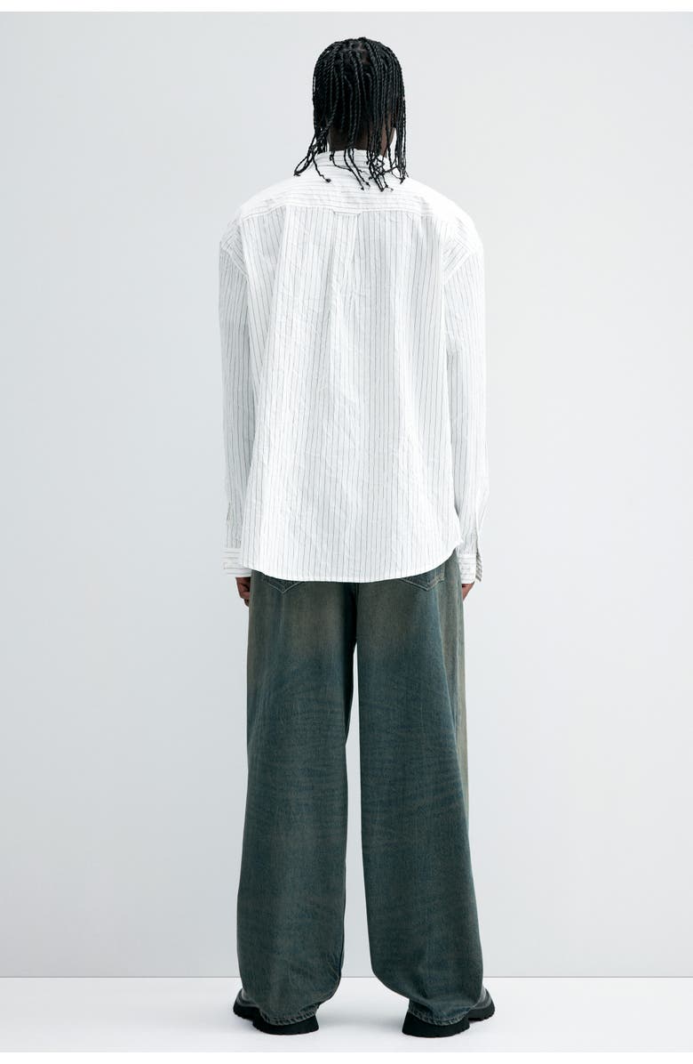 H&M Relaxed Fit Shirt, Alternate, color, White/Pinstriped